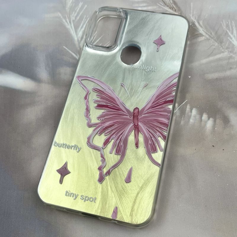 قاب گوشی Galaxy A11 / Galaxy M11 سامسونگ Brush Case دو رنگ لنز برجسته طرح پروانه صورتی کد 44273 - Image 2
