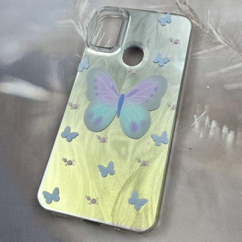 قاب گوشی Galaxy A11 / Galaxy M11 سامسونگ Brush Case دو رنگ لنز برجسته طرح پروانه آبی کد 45416 - Image 2
