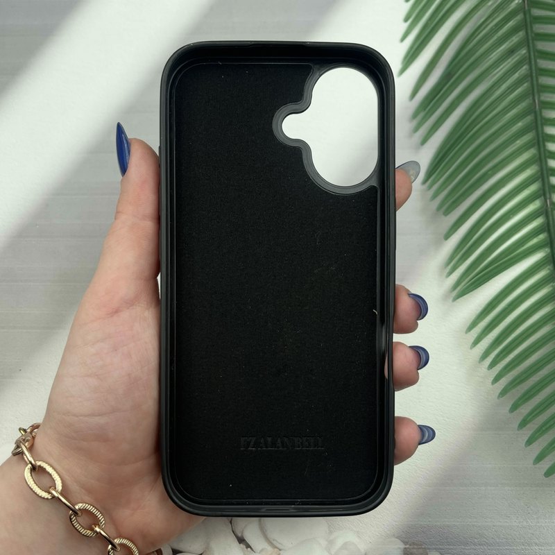 قاب گوشی iPhone 16 آیفون چرم اورجینال FZALANBELL جاکارتی پشت باز شو مگنتی داخل پارچه ای مشکی کد 45661 - Image 2