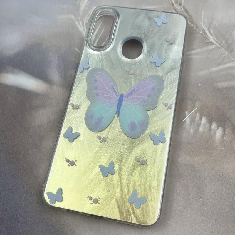 قاب گوشی Galaxy A20S سامسونگ Brush Case دو رنگ لنز برجسته طرح پروانه آبی کد 46405 - Image 2