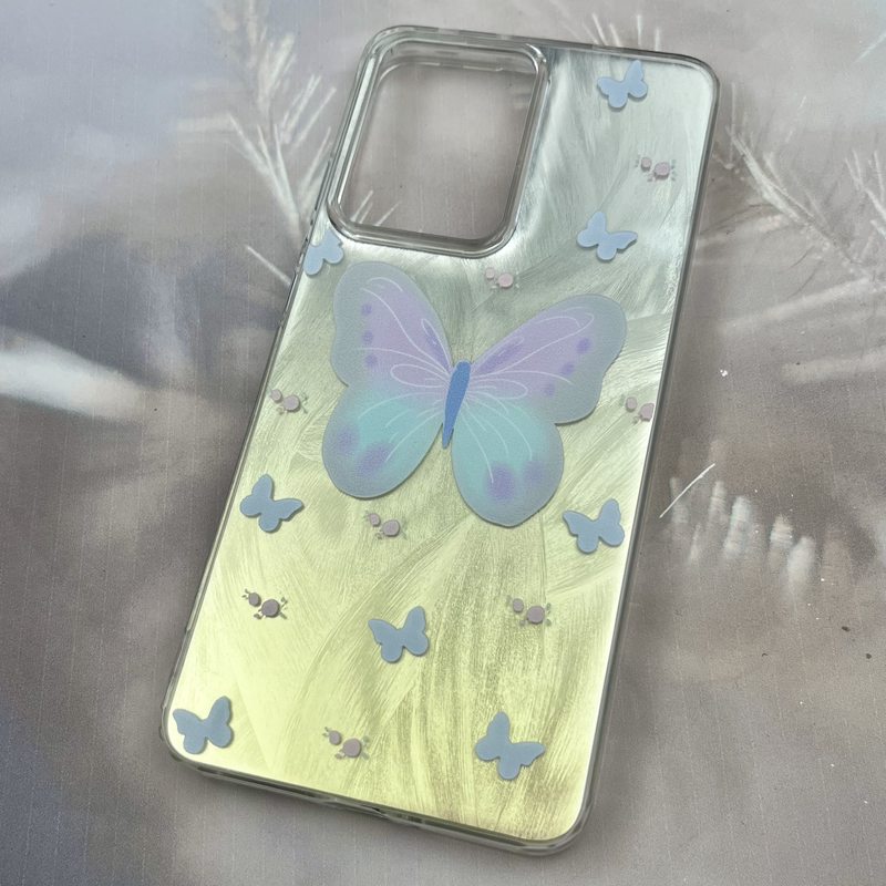 قاب گوشی Poco X7 Pro شیائومی Brush Case دو رنگ لنز برجسته طرح پروانه آبی کد 47515 - Image 2