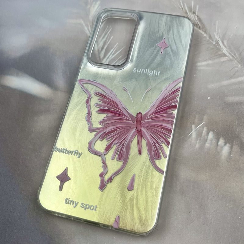قاب گوشی Galaxy A26 سامسونگ Brush Case دو رنگ لنز برجسته طرح پروانه صورتی کد 49271 - Image 2