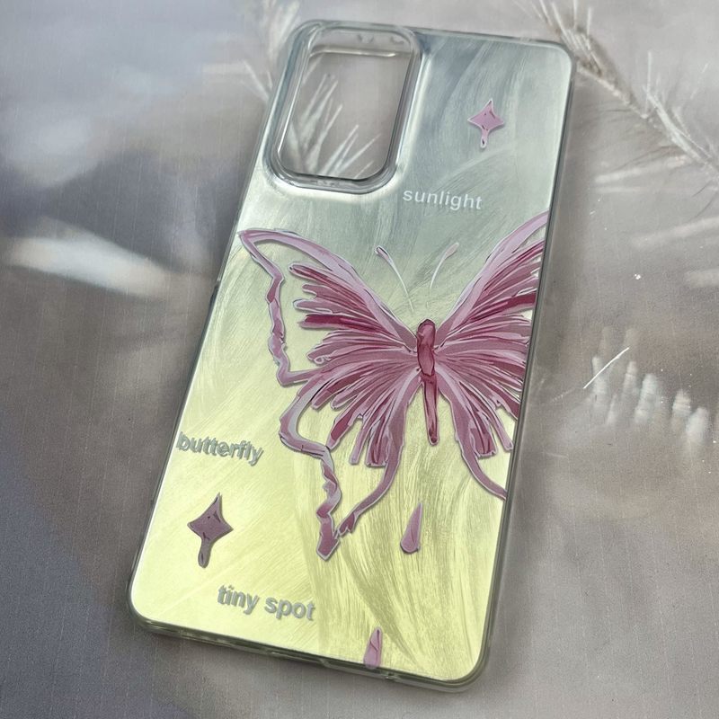 قاب گوشی Redmi Note 10 Pro 4G / Redmi Note 10 Pro Max شیائومی Brush Case دو رنگ لنز برجسته طرح پروانه صورتی کد 52114 - Image 2