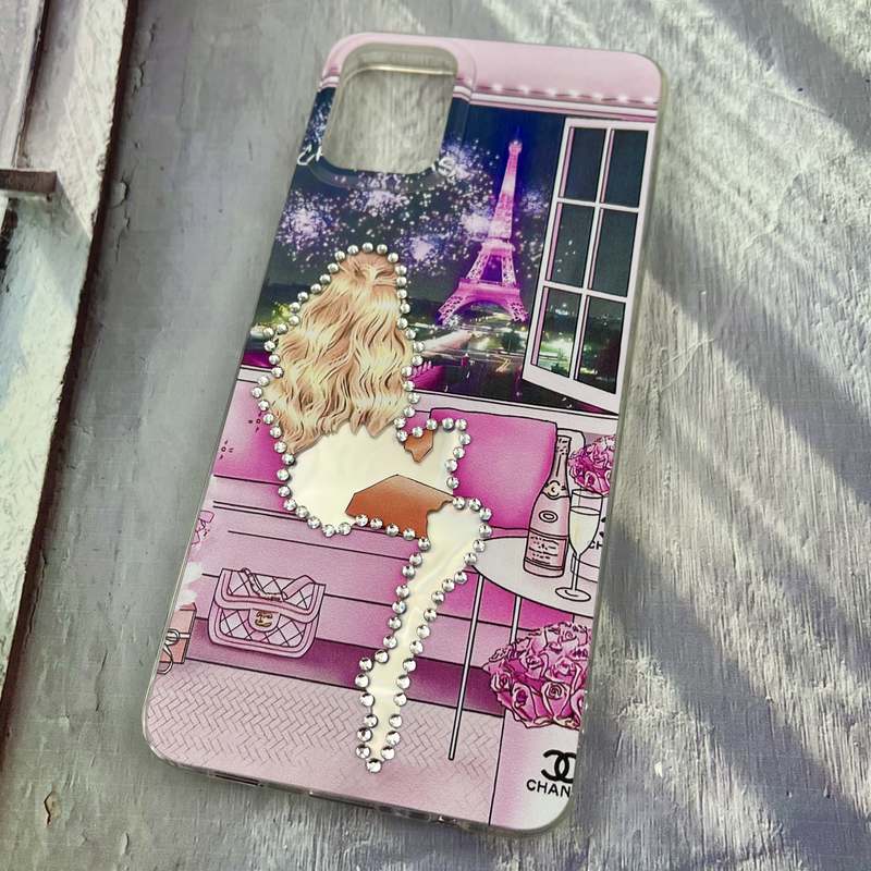 قاب گوشی Galaxy A06 سامسونگ Crystal Case نگینی برجسته طرح Girl صورتی کد 61615 - Image 2