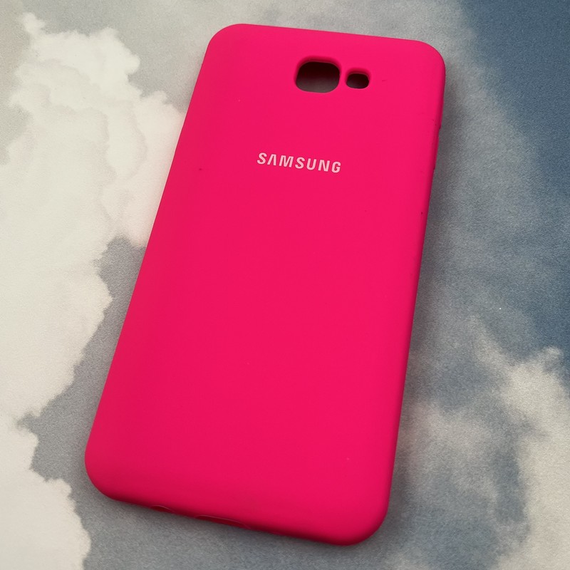 قاب گوشی Galaxy J5 Prime سامسونگ سیلیکونی پاک کنی اورجینال داخل پارچه ای رنگ سرخابی محافظ لنز دار کد 62163 - Image 2