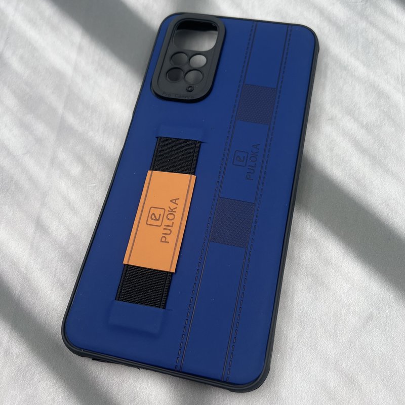 قاب گوشی Redmi Note 11 4G / Redmi Note 11S شیائومی فینگر بند ایربگ دار چرم Puloka چرم آبی کاربنی محافظ لنز دار کد 62213 - Image 2