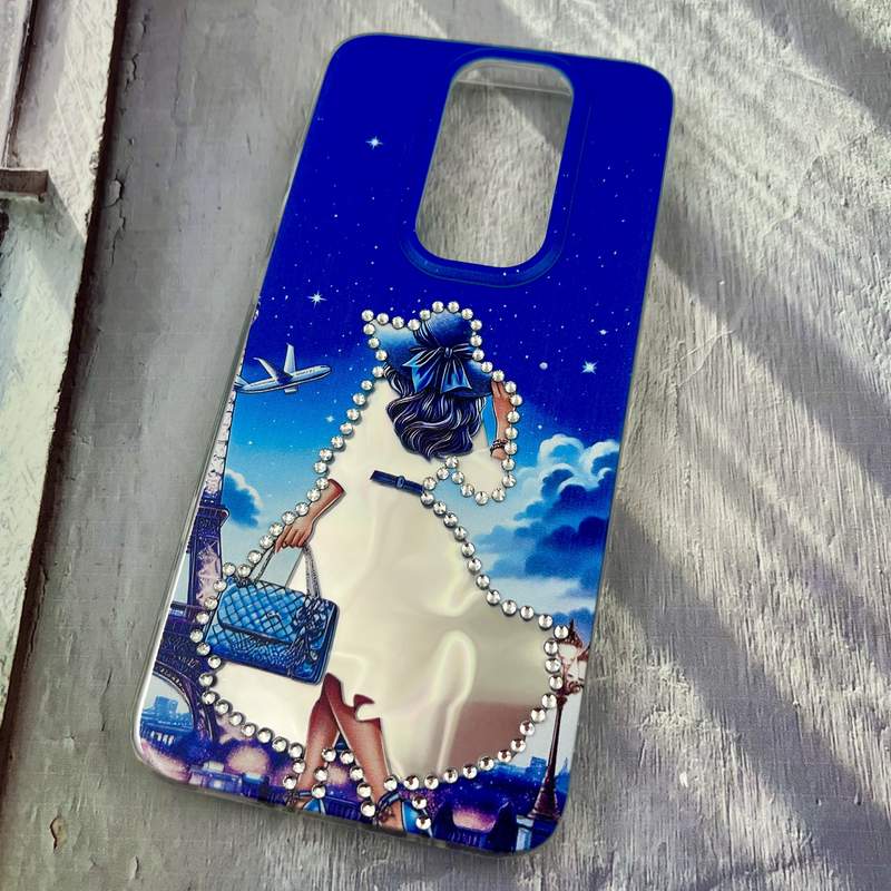 قاب گوشی Redmi Note 8 Pro شیائومی Crystal Case نگینی برجسته طرح Girl آبی کد 64102 - Image 2