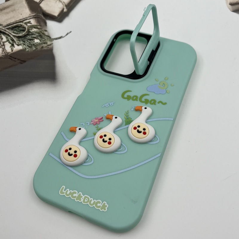 قاب گوشی Redmi Note 11 4G / Redmi Note 11S شیائومی سیلیکونی Stand Case پاستلی عروسکی برجسته سبز لنز استندشو کد 64801 - Image 2