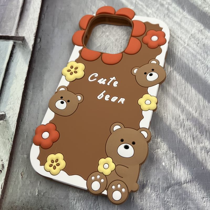 قاب گوشی iPhone 16 Pro Max آیفون سیلیکونی پاک کنی اورجینال عروسکی برجسته Cute Bear کد 65082 - Image 2