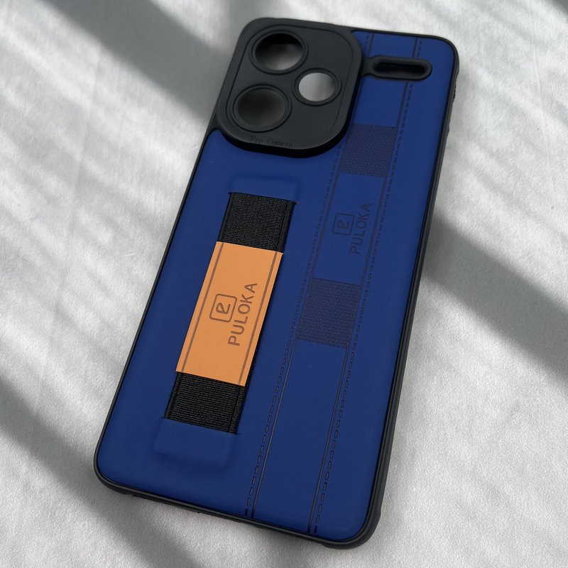 قاب گوشی Redmi Note 13 Pro Plus شیائومی فینگر بند ایربگ دار چرم Puloka چرم آبی کاربنی محافظ لنز دار کد 65304 - Image 2