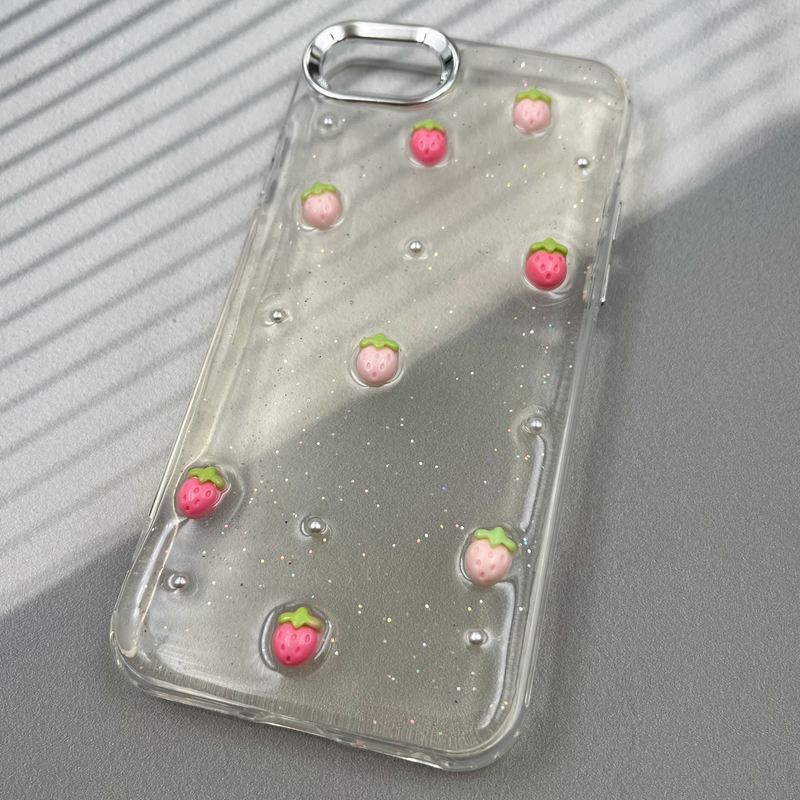 قاب گوشی iPhone 7 / iPhone 8 / iPhone SE 2020 / iPhone SE 2022 آیفون Resin Art Case شفاف لنز Silver طرح توت فرنگی کد 67329 - Image 2