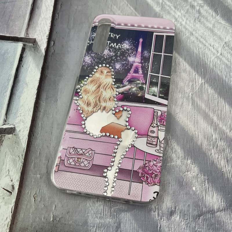قاب گوشی Galaxy A30S / Galaxy A50S / Galaxy A50 سامسونگ Crystal Case نگینی برجسته طرح Girl صورتی کد 70741 - Image 2