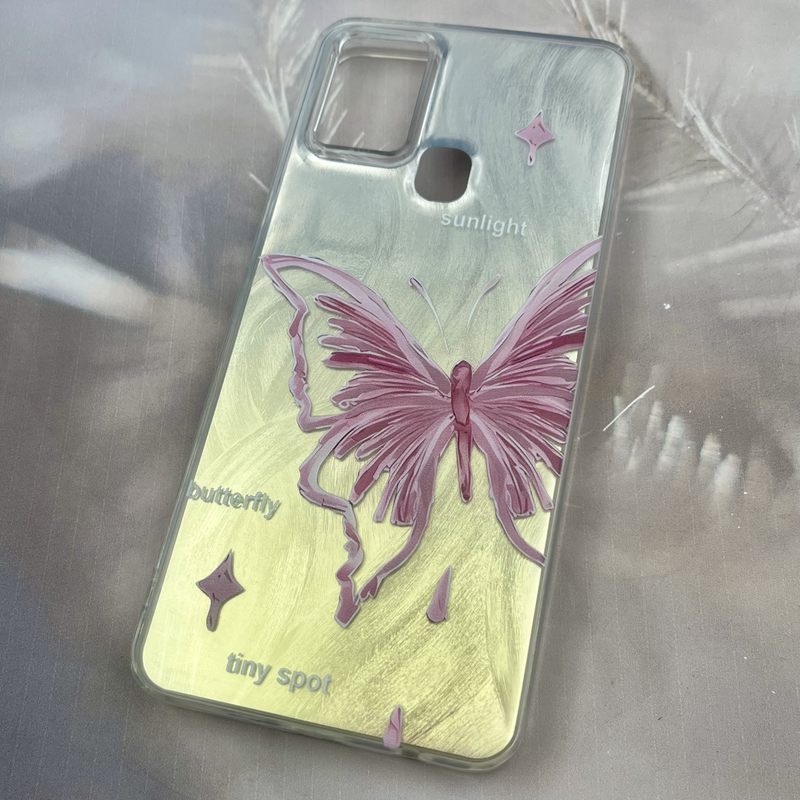 قاب گوشی Galaxy A21S سامسونگ Brush Case دو رنگ لنز برجسته طرح پروانه صورتی کد 71069 - Image 2