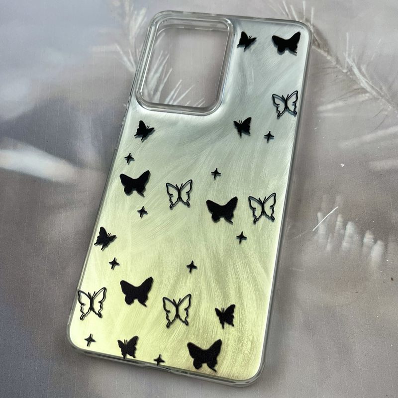 قاب گوشی Poco X7 Pro شیائومی Brush Case دو رنگ لنز برجسته طرح پروانه مشکی کد 77367 - Image 2