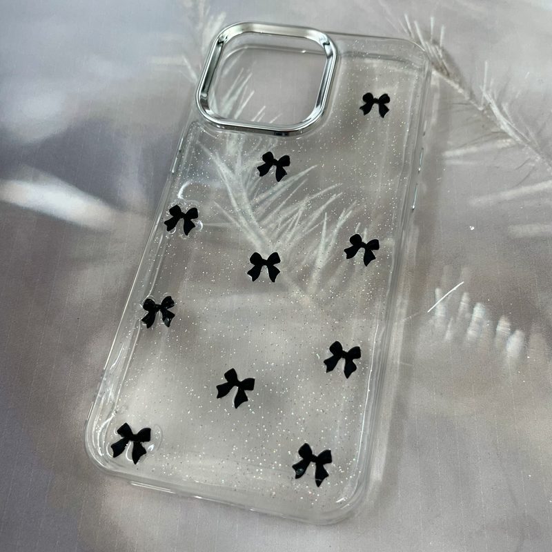 قاب گوشی iPhone 15 Pro Max آیفون Resin Case طرح پاپیون شاین دار برجسته لنز Silver مشکی کد 80398 - Image 2