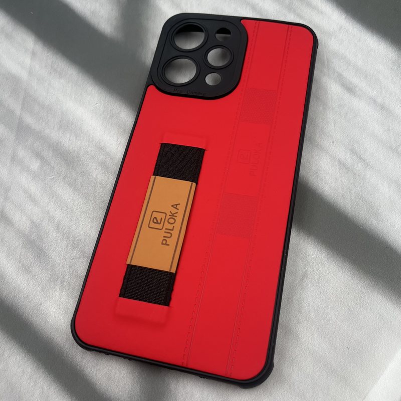 قاب گوشی Redmi 12 / Poco M6 Pro 5G شیائومی فینگر بند ایربگ دار چرم Puloka چرم قرمز محافظ لنز دار کد 80568 - Image 2
