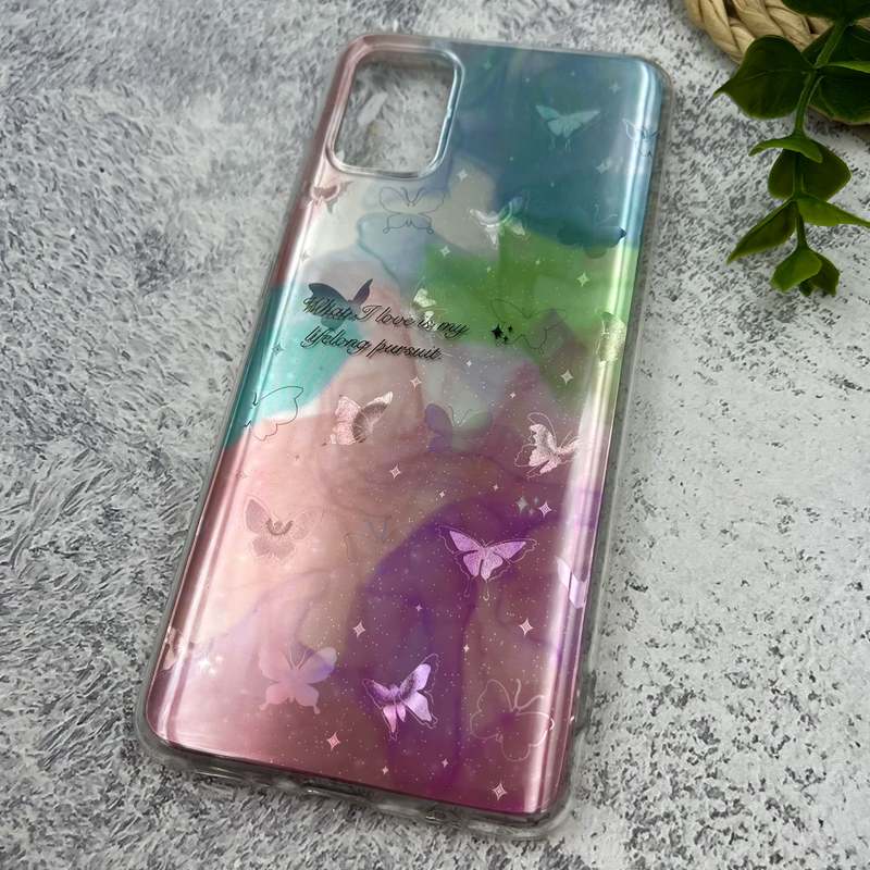 قاب گوشی Galaxy A51 سامسونگ Luxury Case ضد ضربه طرح کهکشانی پروانه لیزری صورتی آبی کد 80737 - Image 2