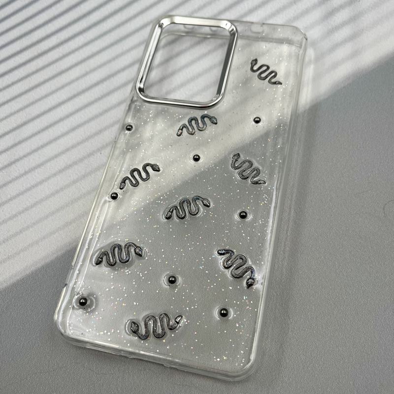 قاب گوشی Poco X7 Pro شیائومی Resin Art Case شفاف لنز Silver طرح Snake کرومی کد 82049 - Image 2
