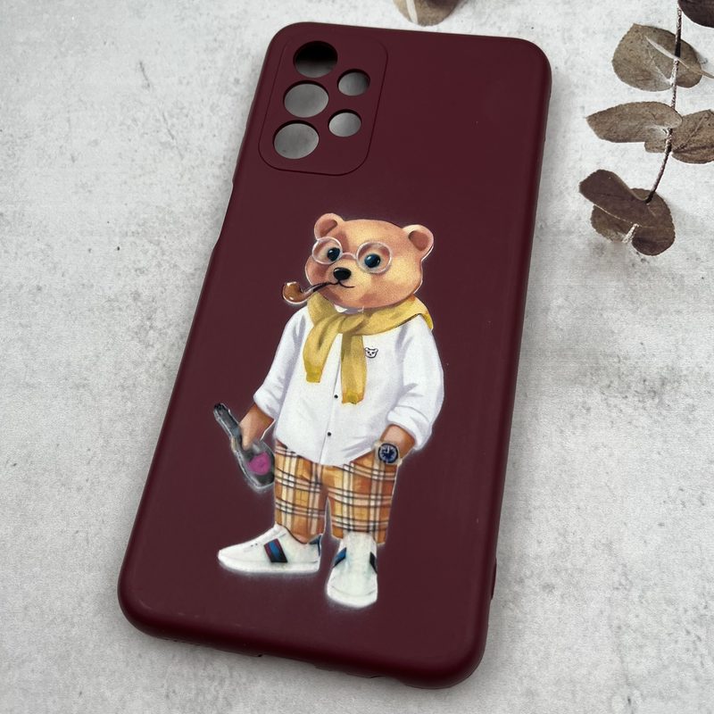 قاب گوشی Galaxy A23 سامسونگ سیلیکونی طرح فانتزی خرس تدی محافظ لنز دار زرشکی کد 83608 - Image 2