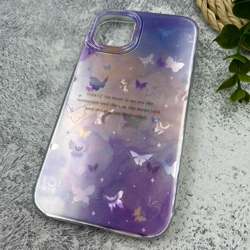 قاب گوشی iPhone 11 آیفون Luxury Case ضد ضربه طرح کهکشانی پروانه لیزری بنفش یاسی کد 83706 - Image 2