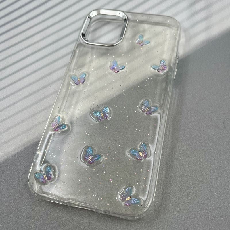 قاب گوشی iPhone 11 آیفون Resin Art Case شفاف لنز Silver طرح پروانه رنگی کد 88455 - Image 2