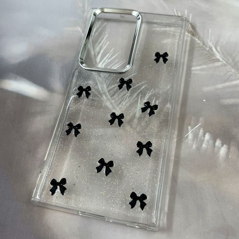 قاب گوشی Galaxy S23 Ultra سامسونگ Resin Case طرح پاپیون شاین دار برجسته لنز Silver مشکی کد 89714 - Image 2