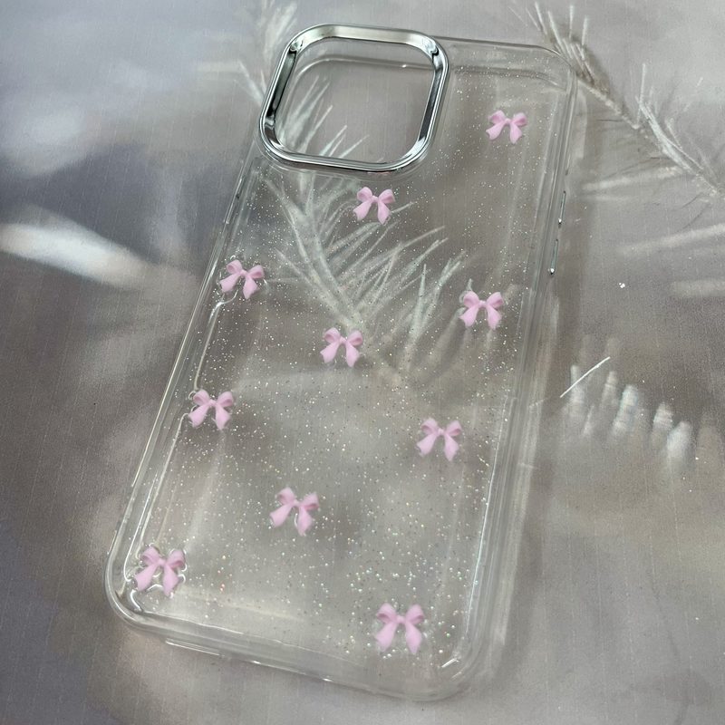 قاب گوشی iPhone 15 Pro Max آیفون Resin Case طرح پاپیون شاین دار برجسته لنز Silver صورتی کد 91509 - Image 2