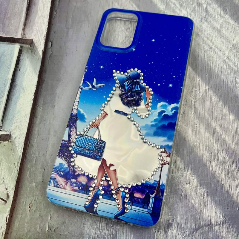 قاب گوشی Galaxy A06 سامسونگ Crystal Case نگینی برجسته طرح Girl آبی کد 92231 - Image 2