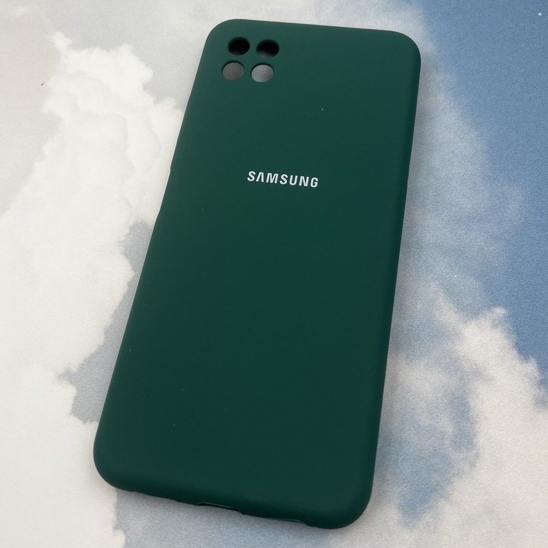 قاب گوشی Galaxy A22 5G سامسونگ سیلیکونی پاک کنی اورجینال داخل پارچه ای رنگ سبز تیره محافظ لنز دار کد 93221 - Image 2