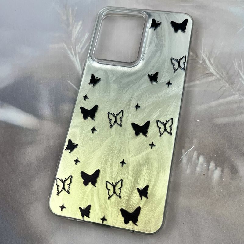 قاب گوشی Redmi Note 12 4G شیائومی Brush Case دو رنگ لنز برجسته طرح پروانه مشکی کد 95176 - Image 2