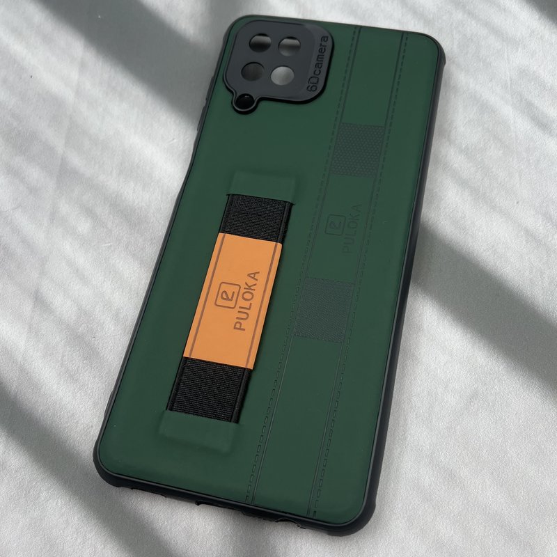 قاب گوشی Galaxy A12 / Galaxy M12 سامسونگ فینگر بند ایربگ دار چرم Puloka چرم سبز محافظ لنز دار کد 98431 - Image 2