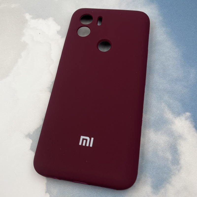 قاب گوشی Redmi A1 Plus / Redmi A2 Plus / Poco C50 شیائومی سیلیکونی پاک کنی اورجینال داخل پارچه ای رنگ زرشکی محافظ لنز دار کد 98716 - Image 2