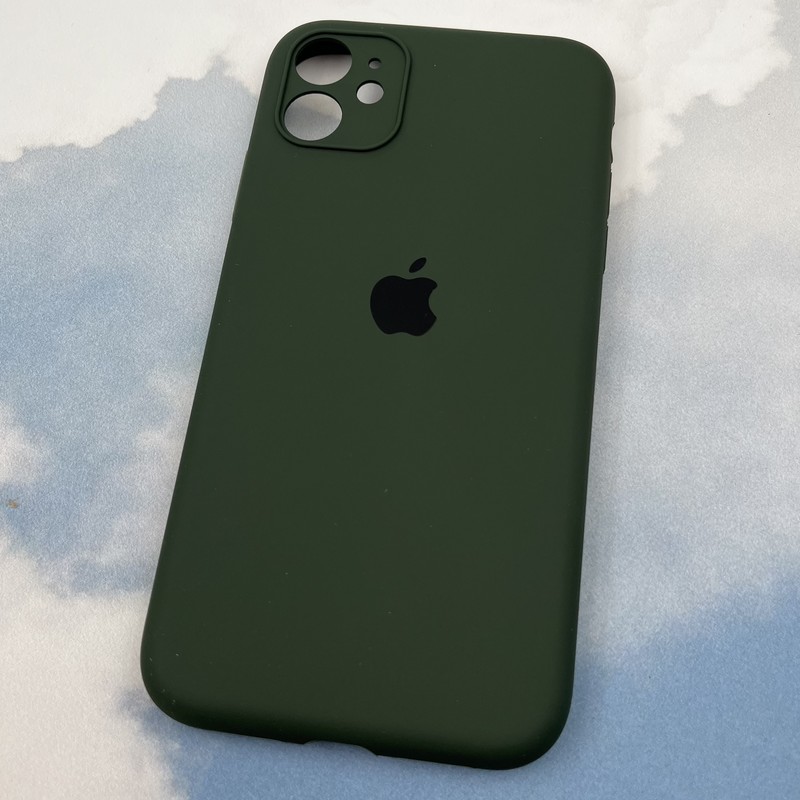 قاب گوشی iPhone 11 آیفون سیلیکونی پاک کنی اورجینال داخل پارچه ای محافظ لنز دار رنگ سبز تیره کد 11078 - Image 2