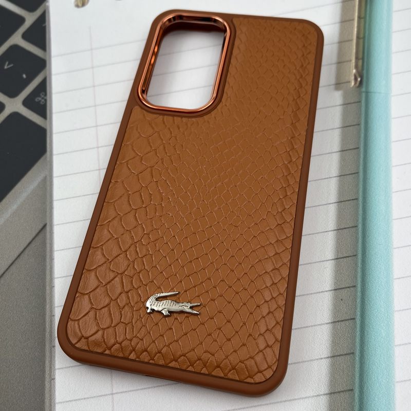 قاب گوشی Galaxy A55 سامسونگ Lacoste چرم کروکودیل برجسته لنز متال عسلی کد 11395 - Image 2