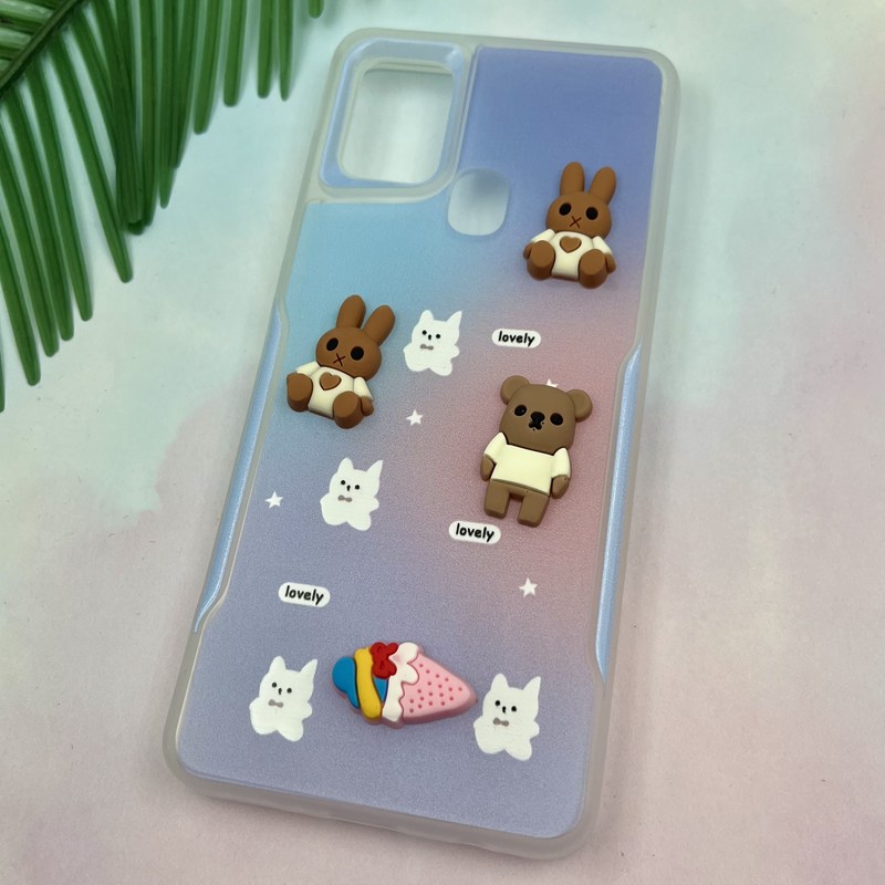 قاب گوشی Galaxy A21S سامسونگ عروسکی پاستلی Newzone طرح تدی لنز برجسته کد 12733 - Image 2