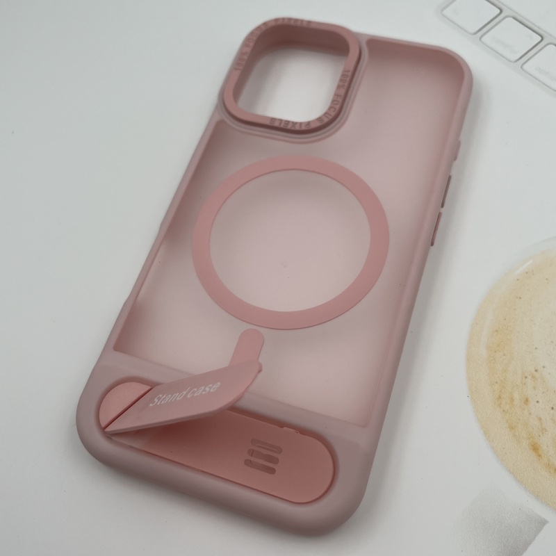 قاب گوشی iPhone 16 آیفون مگ سیف Magsafe اورجینال Stand Case استند شو مات گلبهی کد 13484 - Image 2