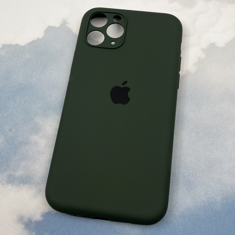 قاب گوشی iPhone 11 Pro آیفون سیلیکونی پاک کنی اورجینال داخل پارچه ای محافظ لنز دار رنگ سبز تیره کد 18859 - Image 2