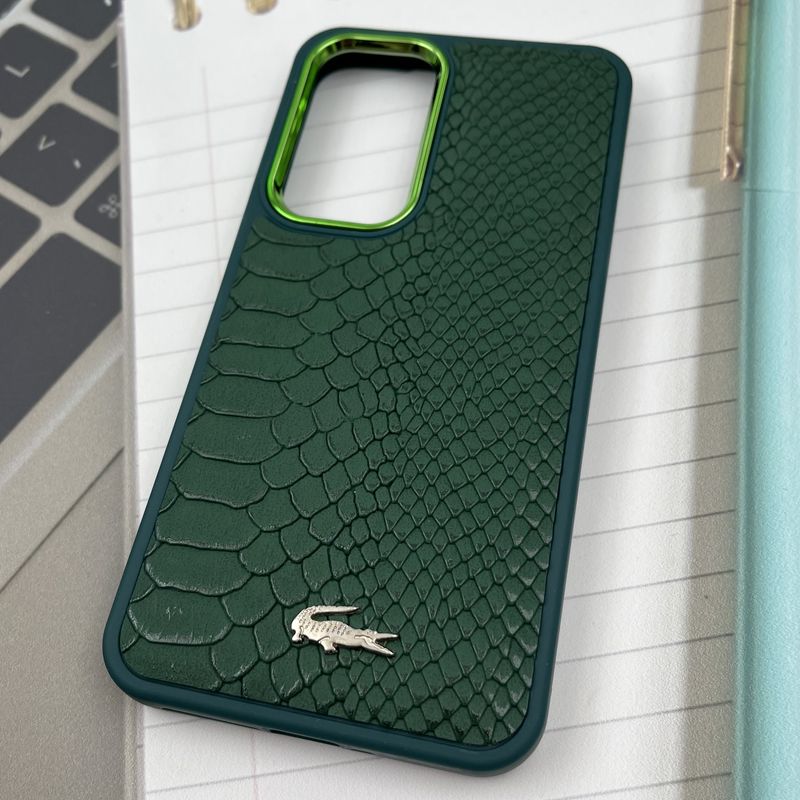 قاب گوشی Galaxy A55 سامسونگ Lacoste چرم کروکودیل برجسته لنز متال سبز کد 19396 - Image 2