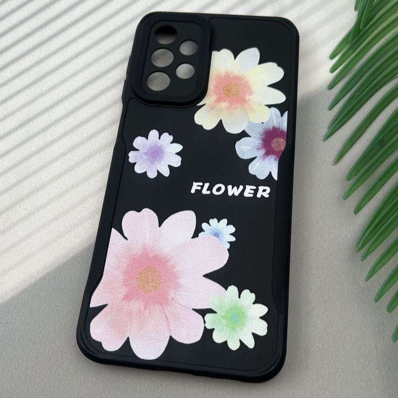 قاب گوشی Galaxy A23 سامسونگ سیلیکونی Newzone لنز برجسته طرح گل مشکی محافظ لنز دار کد 19509 - Image 2