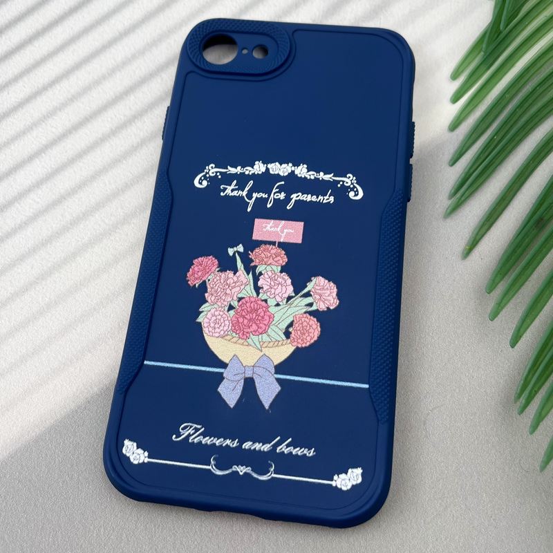 قاب گوشی iPhone 7 / iPhone 8 / iPhone SE 2020 / iPhone SE 2022 آیفون سیلیکونی Newzone لنز برجسته طرح گل آبی محافظ لنز دار کد 21377 - Image 2