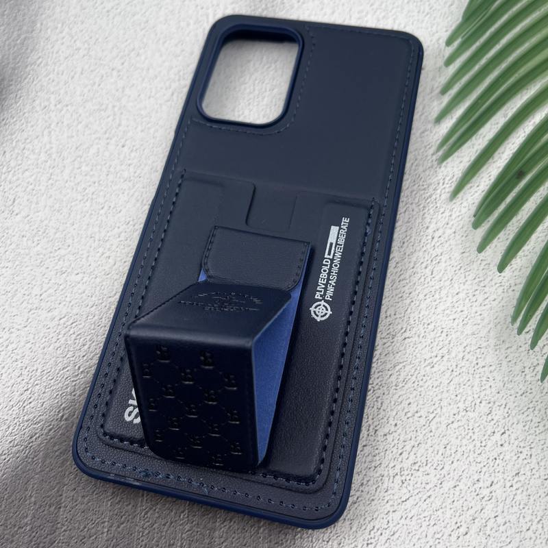 قاب گوشی Galaxy A22 4G / Galaxy M32 4G سامسونگ جاکارتی استندشو SKINARMA چرم پولو دوخت دار سرمه ای کد 27496 - Image 2