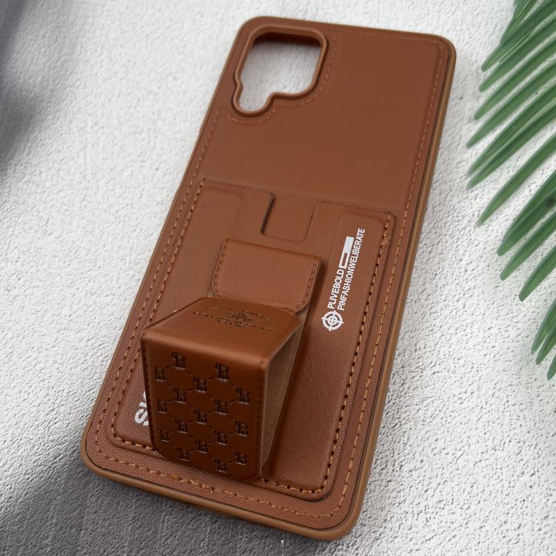 قاب گوشی Galaxy A12 / Galaxy M12 سامسونگ جاکارتی استندشو SKINARMA چرم پولو دوخت دار عسلی کد 30579 - Image 2