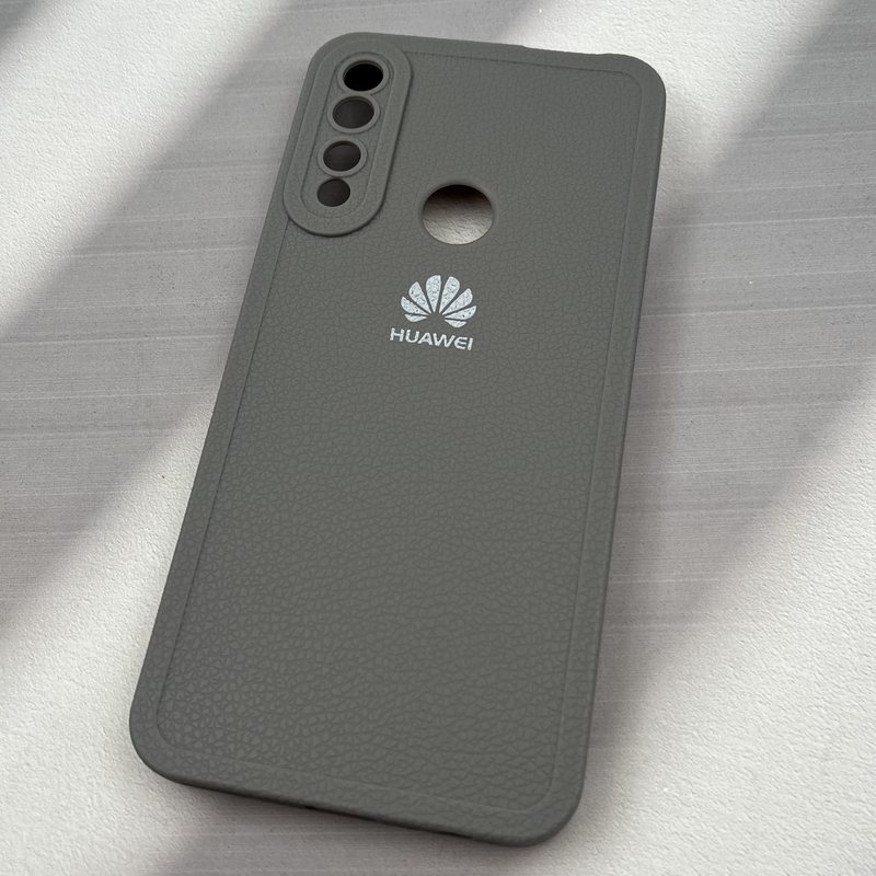 قاب گوشی Honor 9X / Y9 Prime 2019 هوآوی Texture سیلیکونی Leather Case لوگو دار محافظ لنز دار برجسته تیتانیوم کد 31625 - Image 2