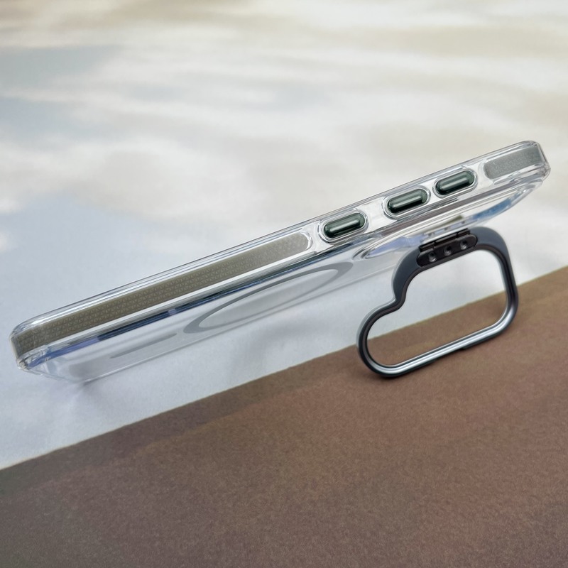 قاب گوشی Galaxy S25 سامسونگ لنز استند شو فلزی دور ایربگ دار مگ سیف Magsafe اورجینال شفاف سبز کد 34053 - Image 2