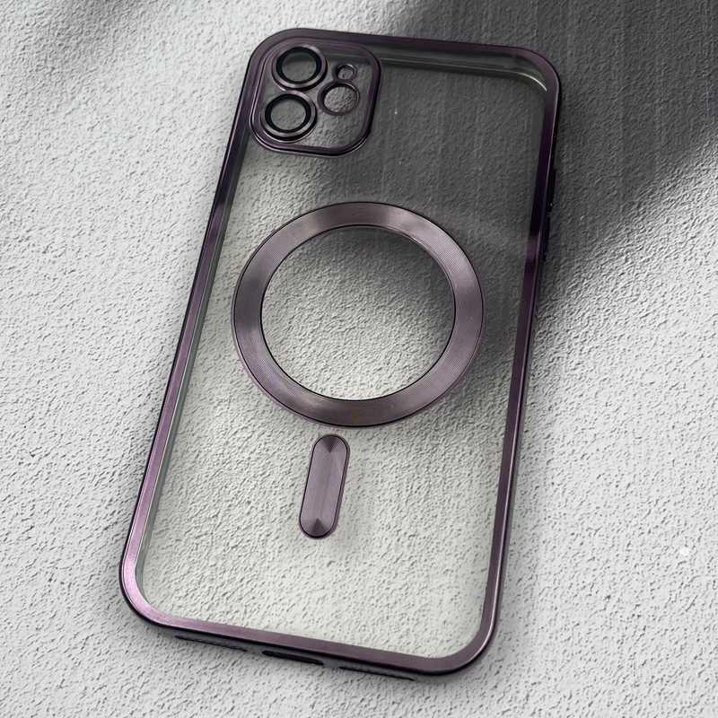 قاب گوشی iPhone 11 آیفون الکترواستاتیک اورجینال مگ سیف محافظ لنز دار گلسی بنفش کد 35519 - Image 2