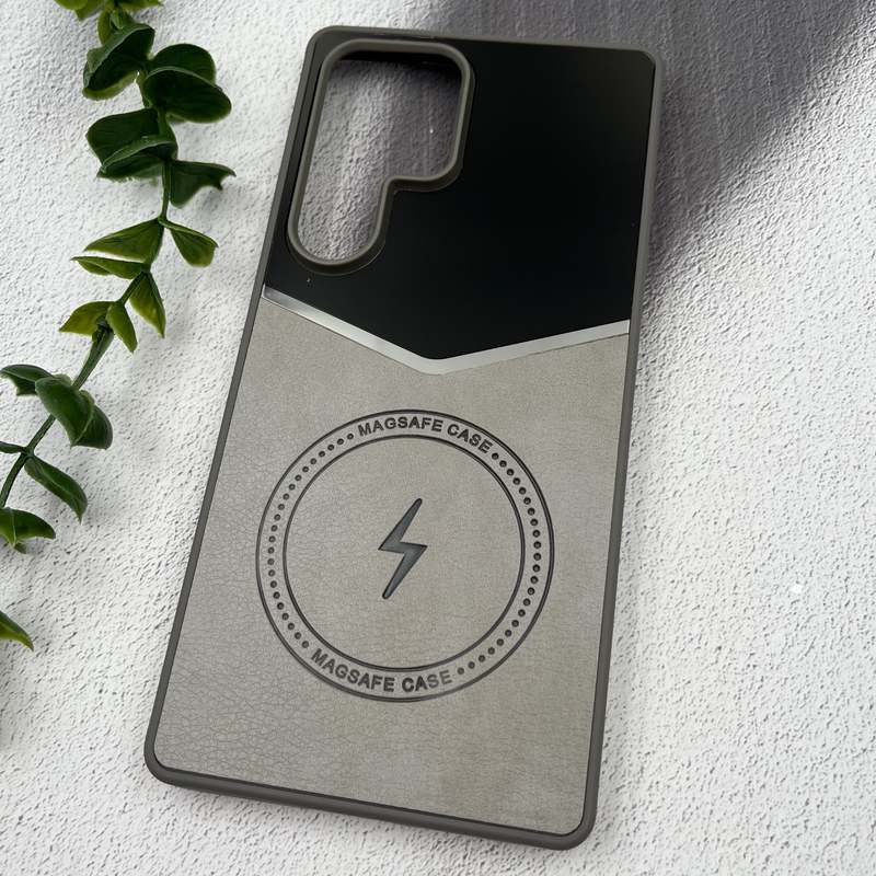 قاب گوشی Galaxy S25 Ultra سامسونگ PVD Case طرح مگ سیف Magsafe چرم برجسته لوکس تیتانیوم کد 35778 - Image 2