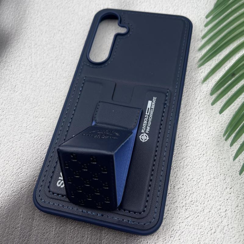 قاب گوشی Galaxy A55 سامسونگ جاکارتی استندشو SKINARMA چرم پولو دوخت دار سرمه ای کد 38478 - Image 2