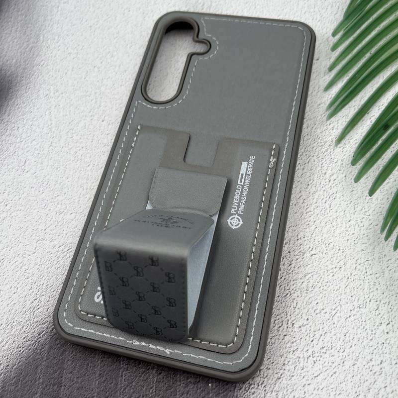 قاب گوشی Galaxy A35 سامسونگ جاکارتی استندشو SKINARMA چرم پولو دوخت دار تیتانیوم کد 39345 - Image 2