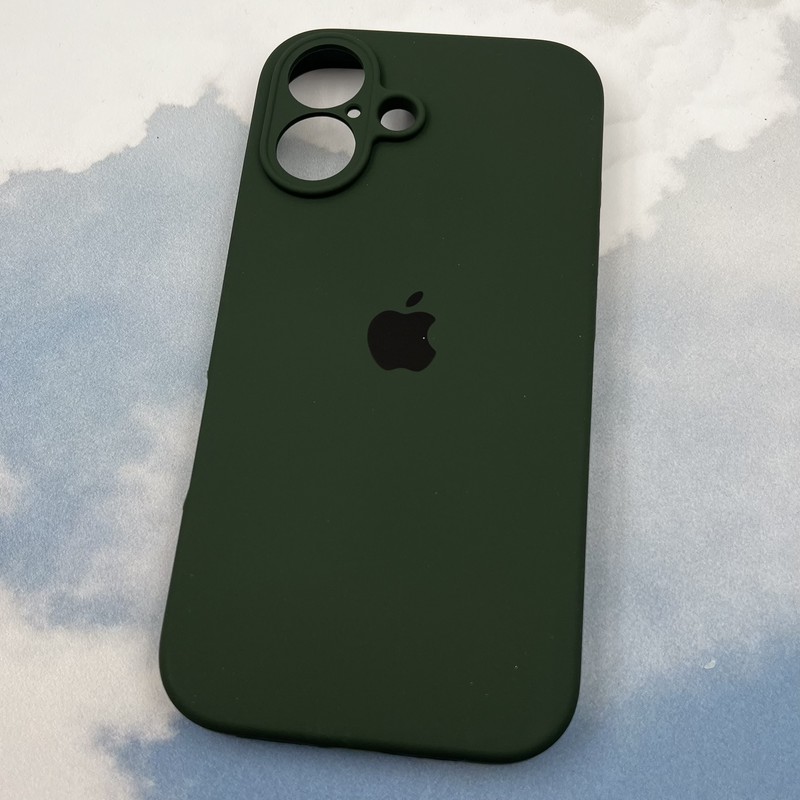 قاب گوشی iPhone 16 آیفون سیلیکونی پاک کنی اورجینال داخل پارچه ای محافظ لنز دار رنگ سبز تیره کد 40845 - Image 2