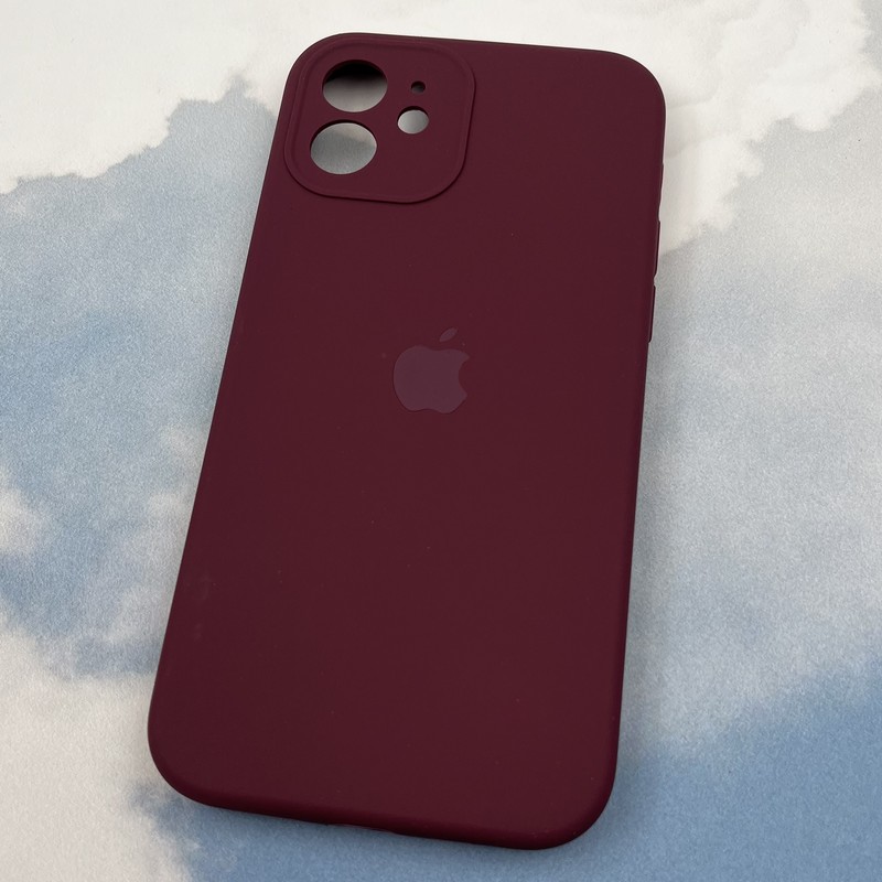 قاب گوشی iPhone 12 آیفون سیلیکونی پاک کنی اورجینال داخل پارچه ای محافظ لنز دار رنگ زرشکی کد 41104 - Image 2